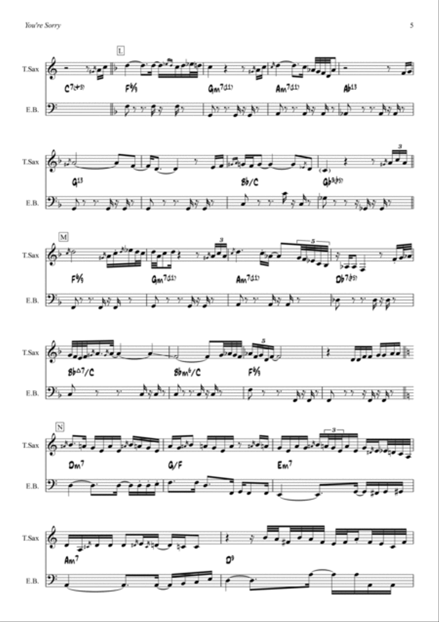 You're Sorry Tenor Saxophone scores gallery preview page 5