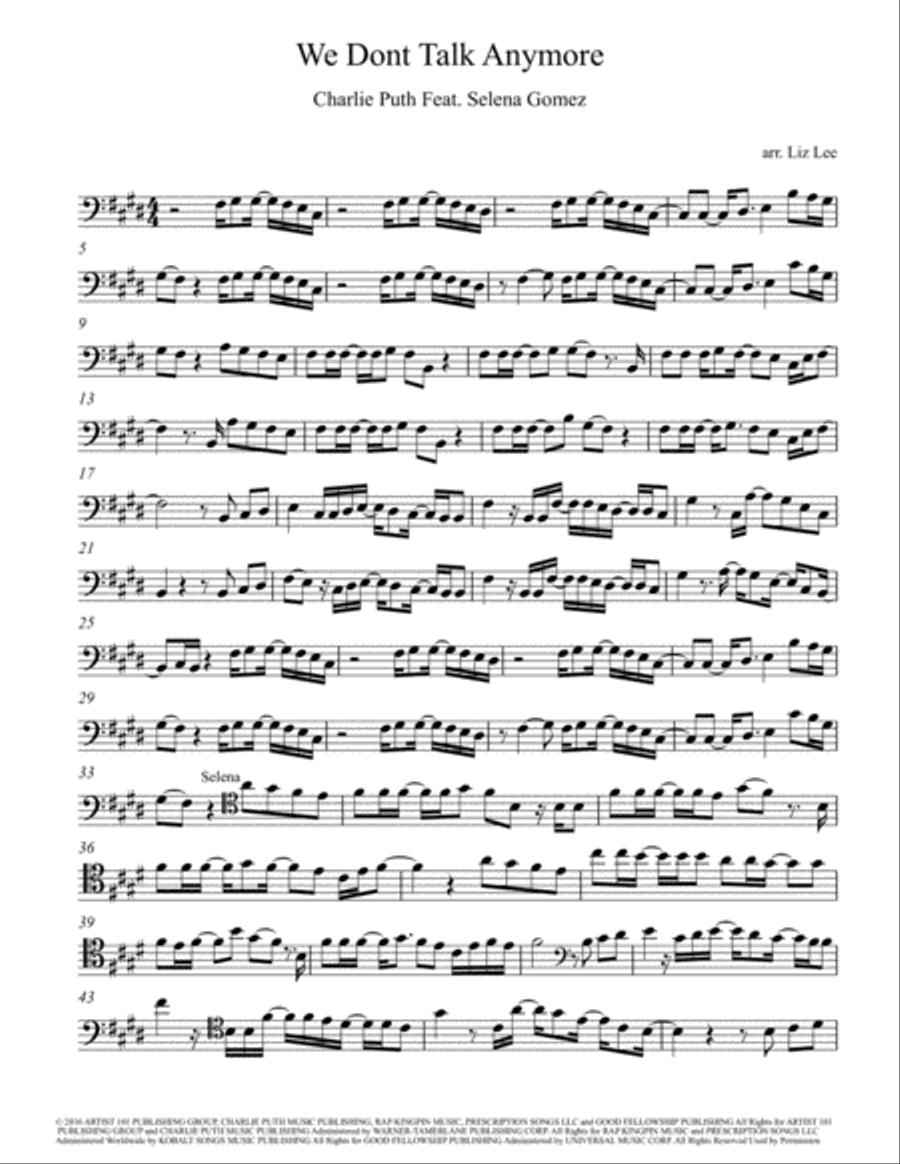 We Don't Talk Anymore Cello Solo scores gallery preview page 2