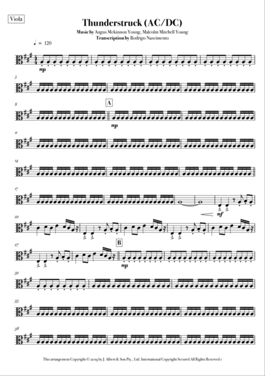 Thunderstruck String Quartet scores gallery preview page 5