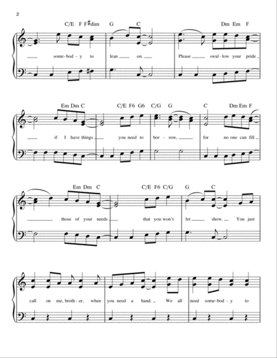 Lean On Me Lean On Me Easy Piano scores gallery preview page 2