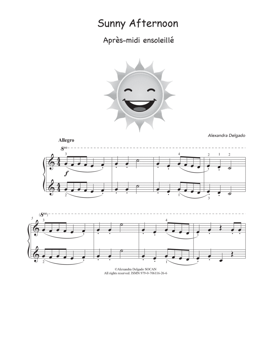 Sunny Afternoon/Après-midi ensoleillé Easy Piano scores gallery preview page 1