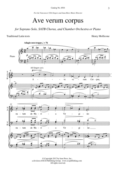 Ave verum Corpus from Four Sacred Choruses (Downloadable Piano/Vocal Score)