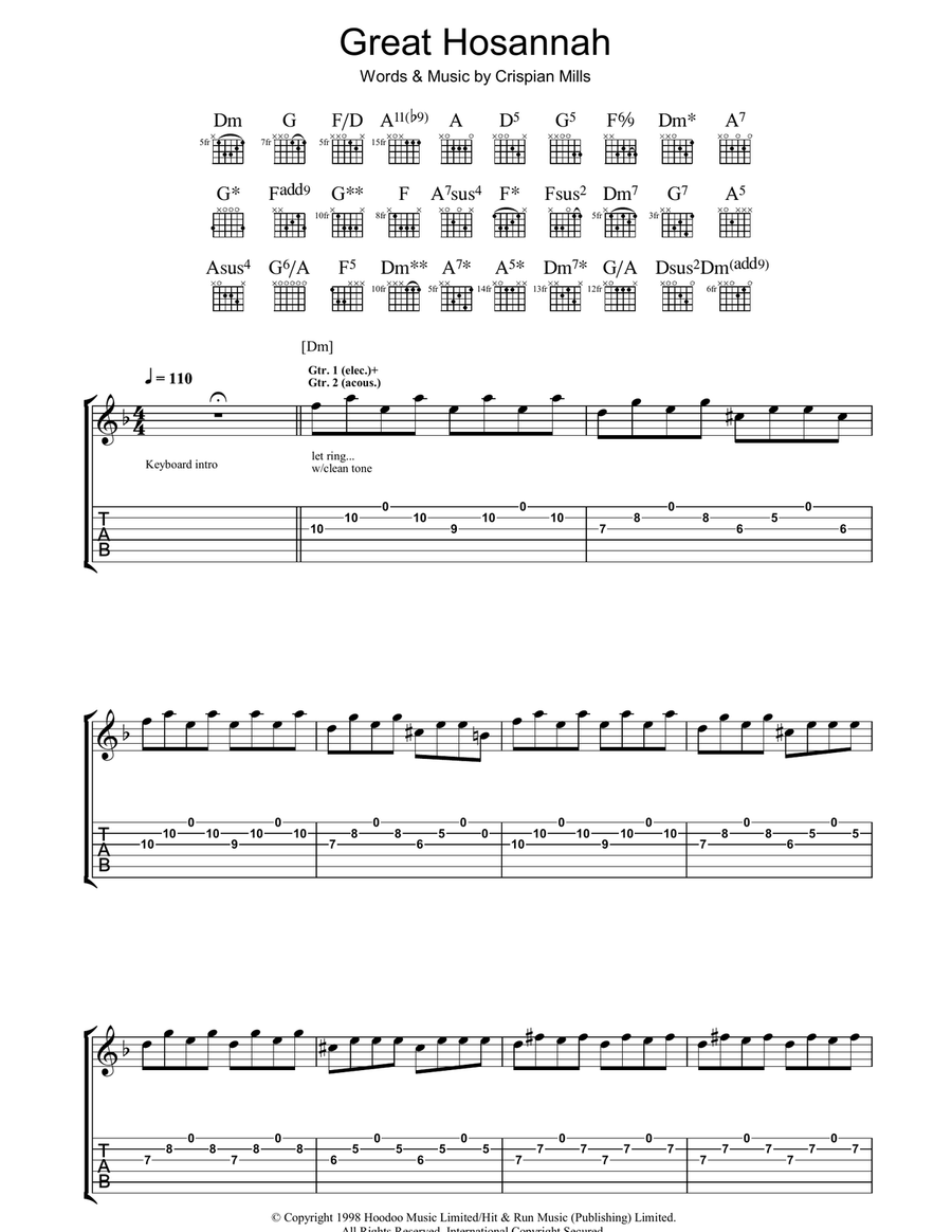 Great Hosannah Acoustic Guitar scores gallery preview page 1