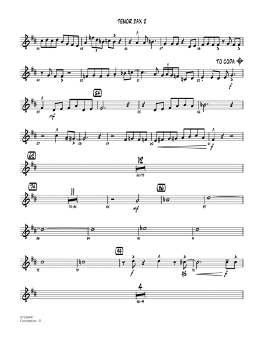 Conception - Tenor Sax 2 Tenor Saxophone scores gallery preview page 2