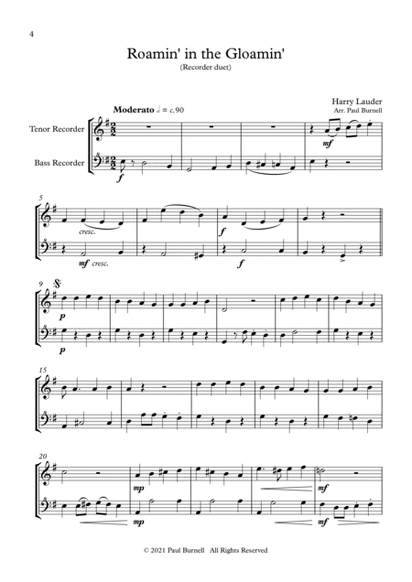 Roamin' in the Gloamin', arranged for duet: Tenor and Bass Recorder image number null
