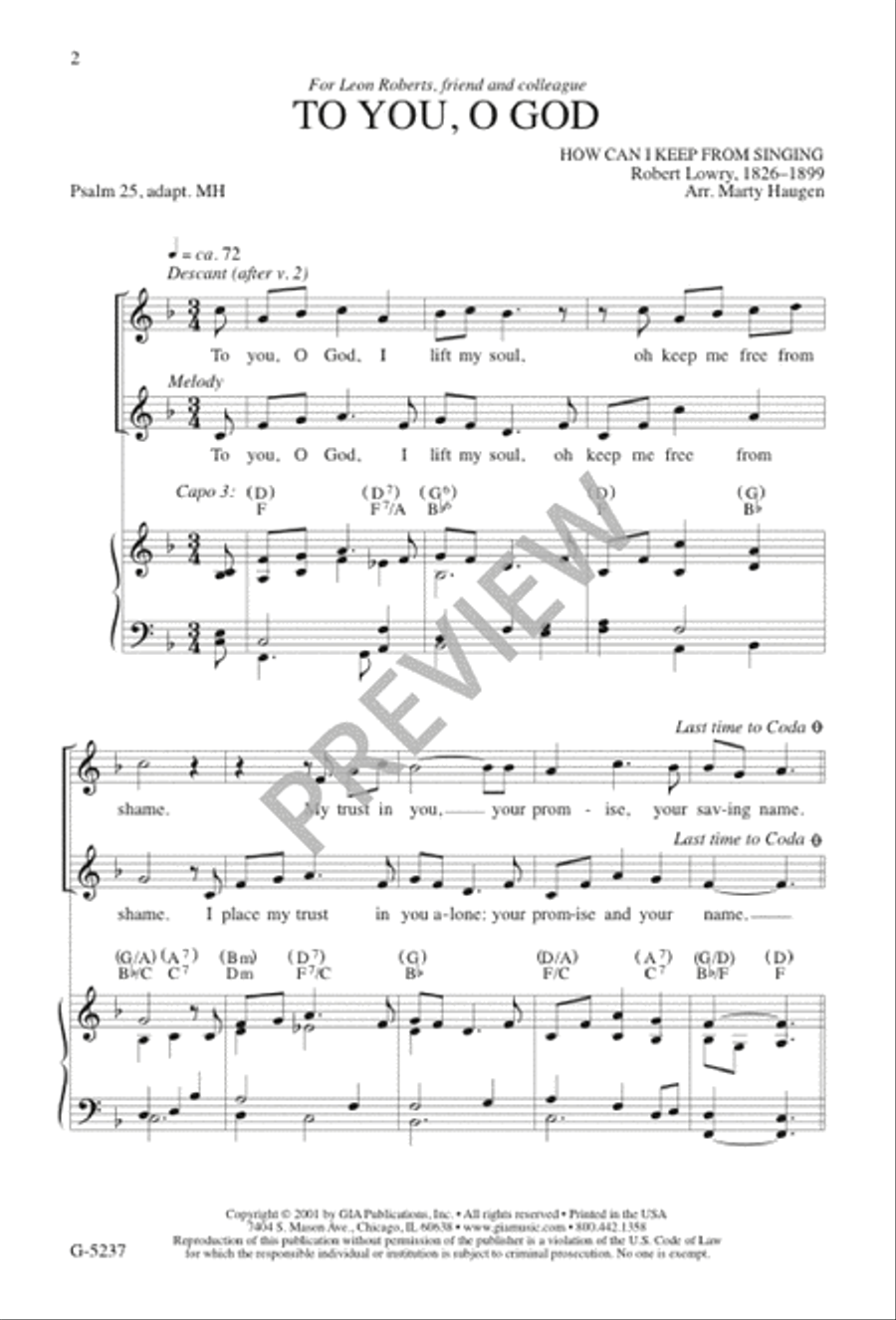 To You, O God To You, O God 4-Part scores gallery preview page 2