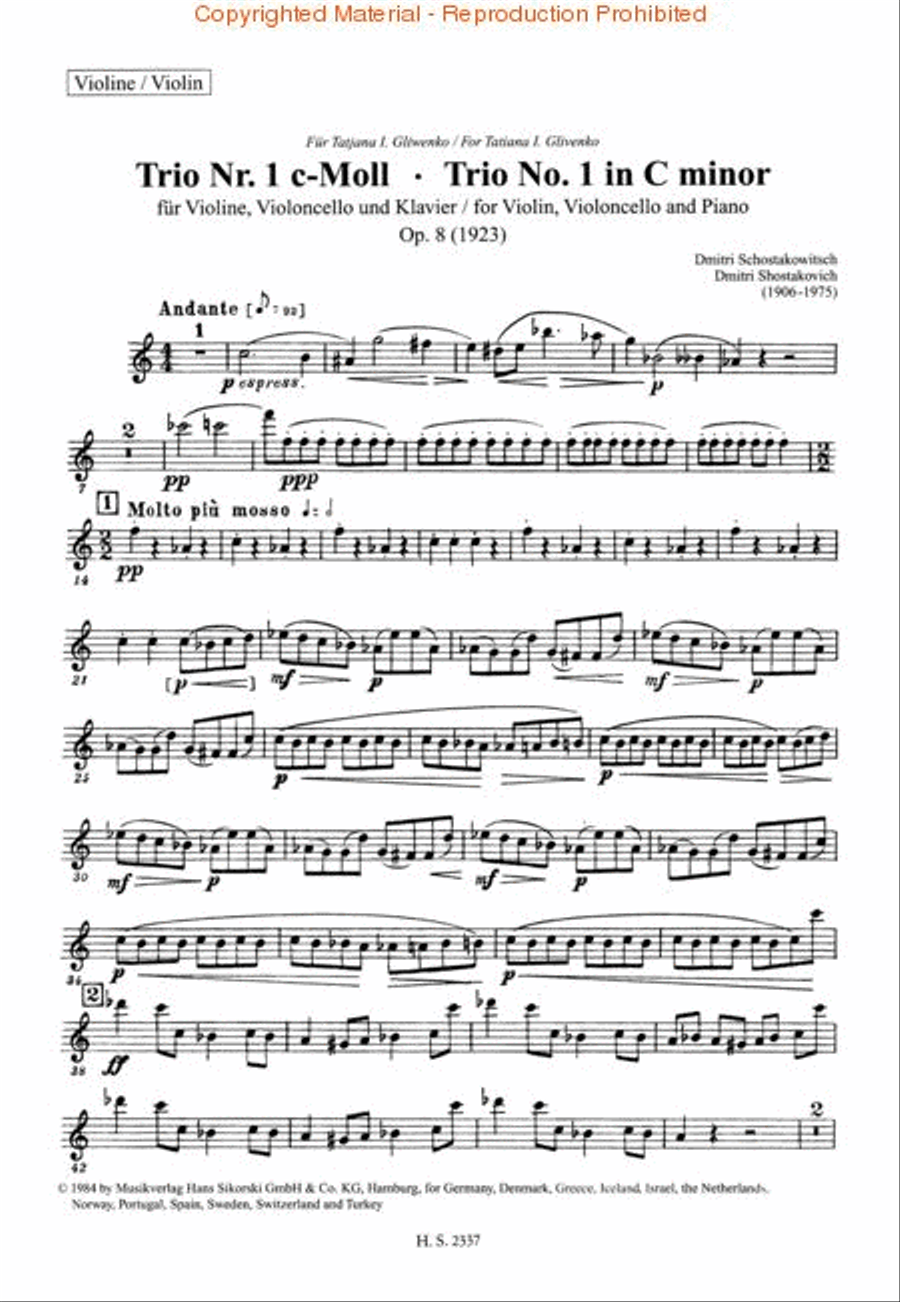 Trio No. 1, Op. 8 Piano Trio scores gallery preview page 4
