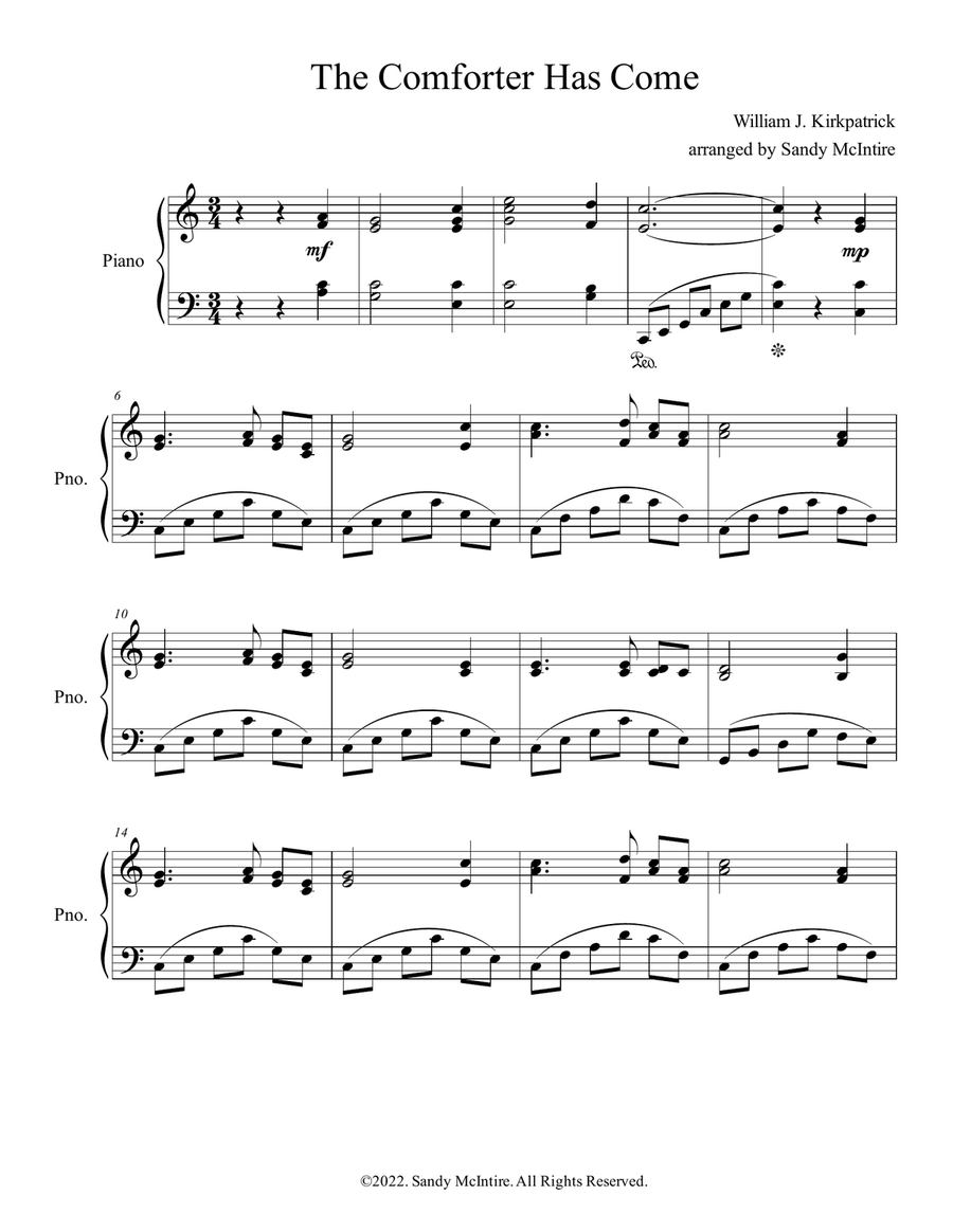 The Comforter Has Come Piano Solo scores gallery preview page 2