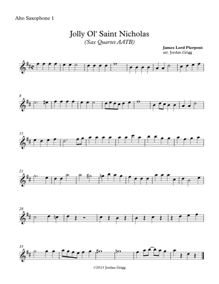 Jolly Ol' Saint Nicholas (Sax Quartet AATB) image number null