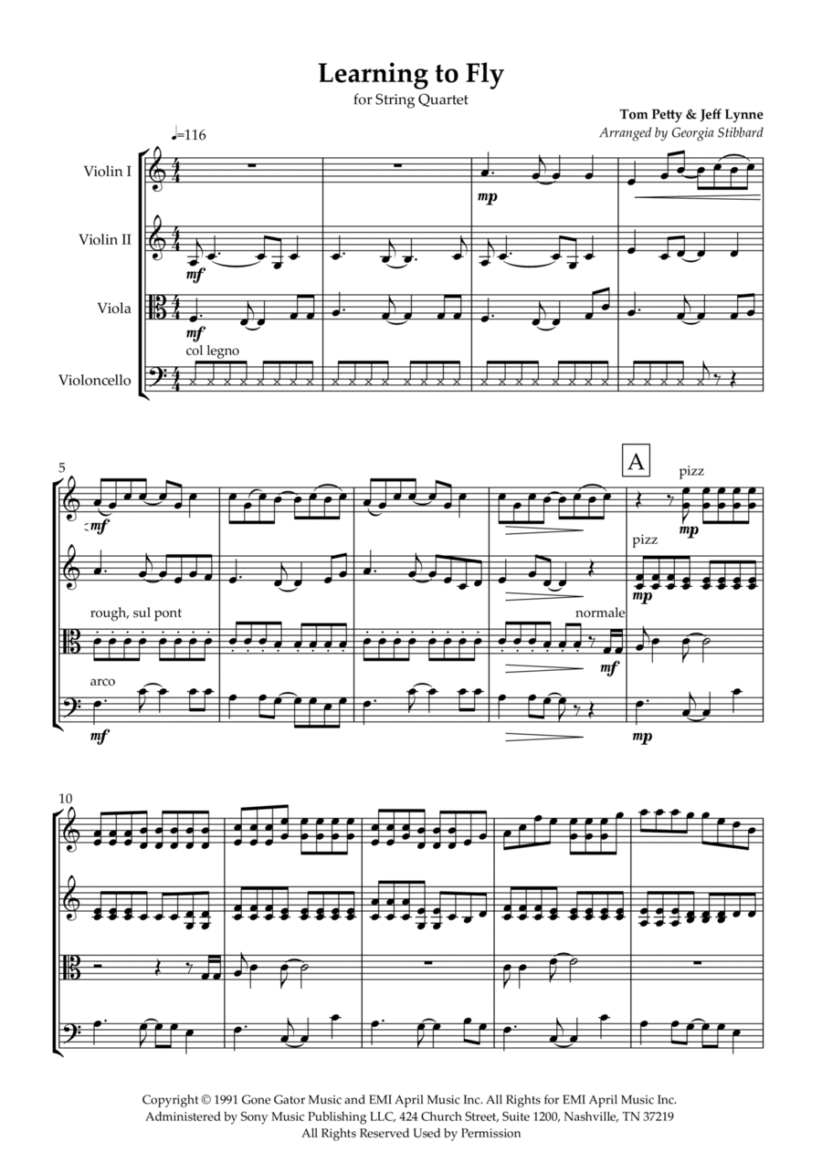 Learning To Fly String Quartet scores gallery preview page 1