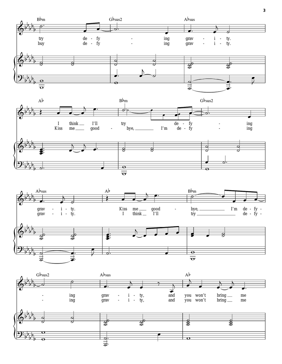 Defying Gravity (from Wicked) Piano, Vocal scores gallery preview page 3