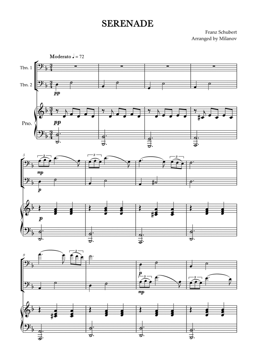 Serenade | Schubert | Trombone duet and piano image number null