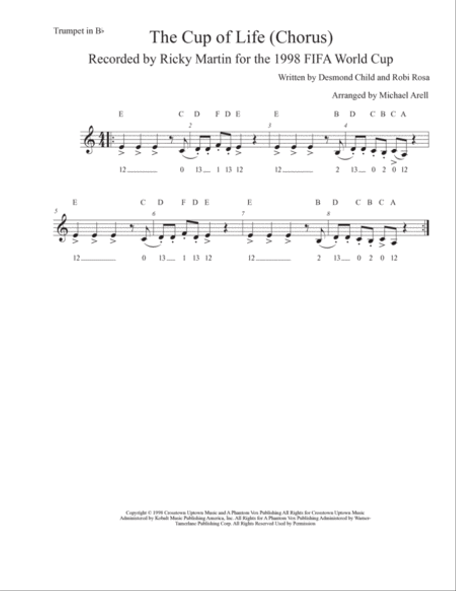 The Cup Of Life Trumpet Solo scores gallery preview page 2