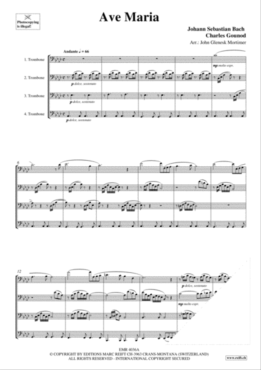Ave Maria Trombone Quartet scores gallery preview page 3