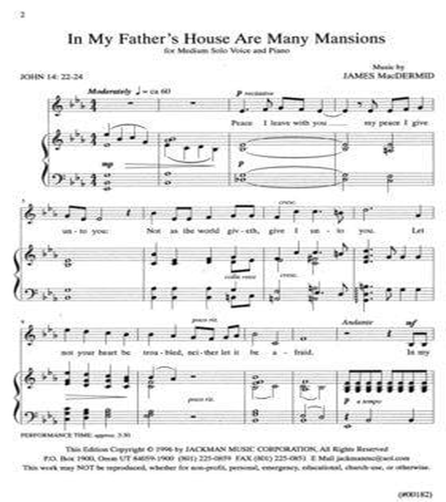 In My Father's House are Many Mansions - Vocal Solo Voice Solo scores gallery preview page 2