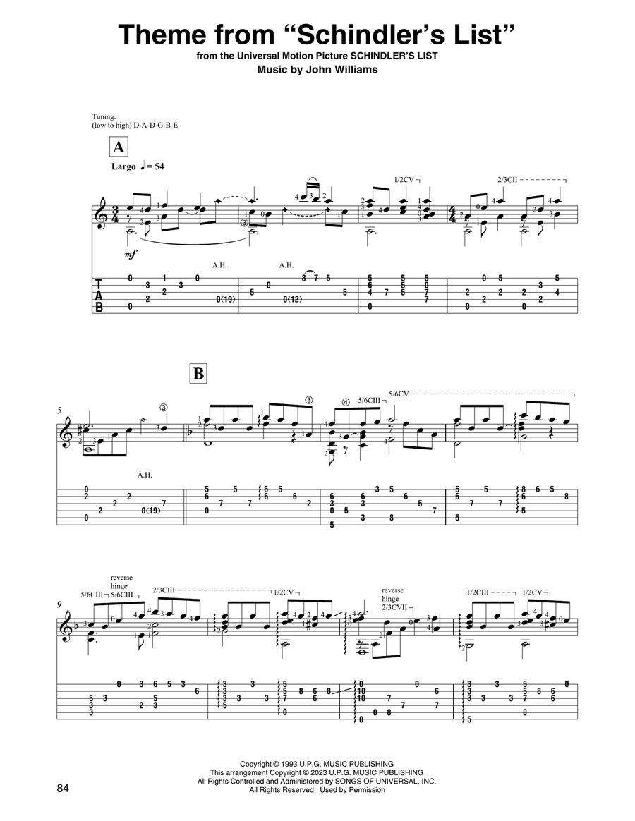 Theme from Schindler's List (arr. David Jaggs) Acoustic Guitar scores gallery preview page 1