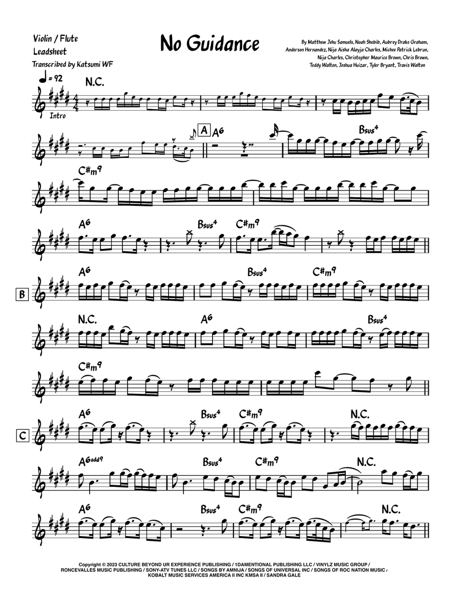 No Guidance No Guidance Violin Solo scores gallery preview page 1