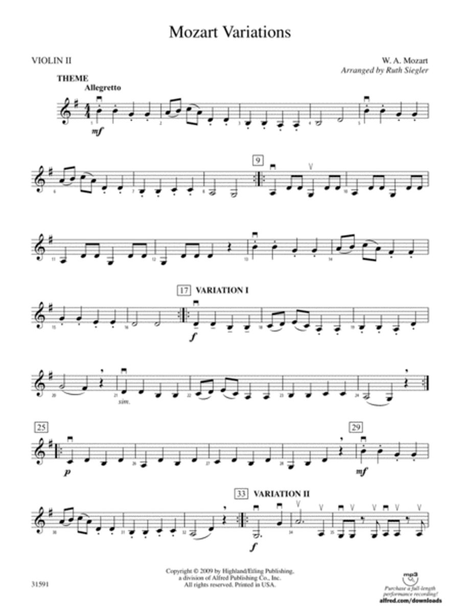 Mozart Variations: 2nd Violin