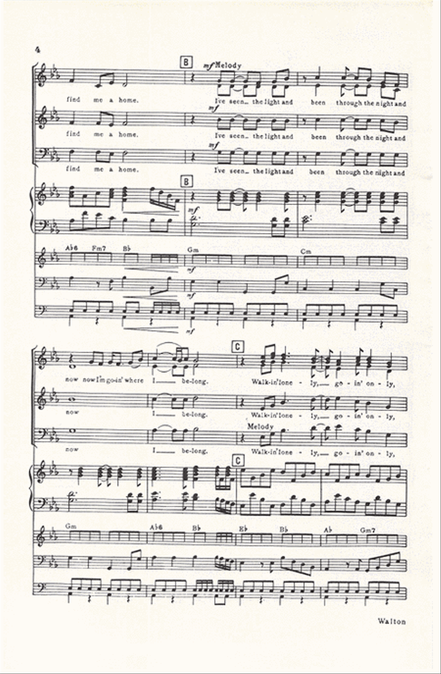 Walkin' Lonely (Vocal Score) Divisi scores gallery preview page 4