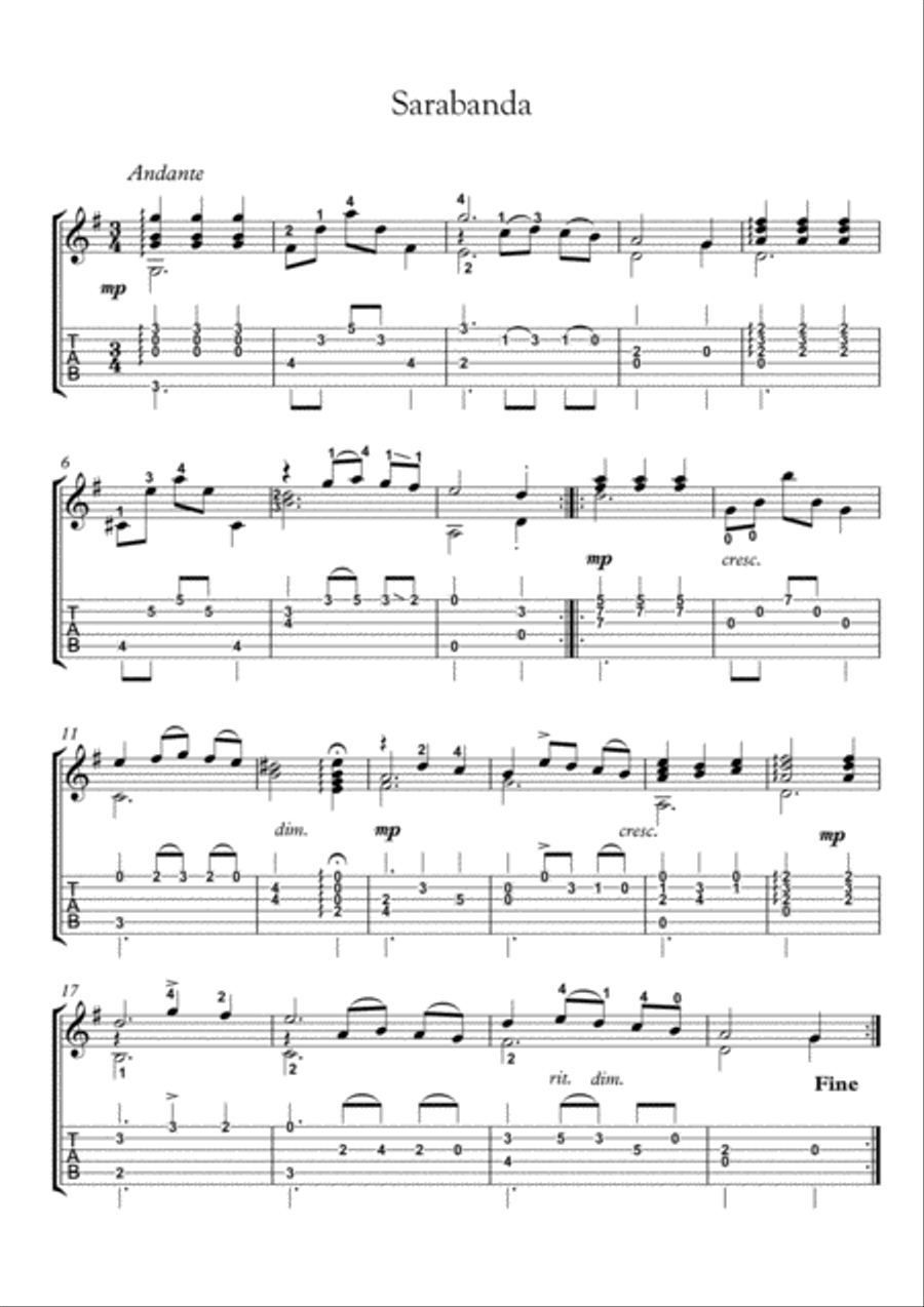 Baroque Guitar Suite 1 byRoncalli Acoustic Guitar scores gallery preview page 3