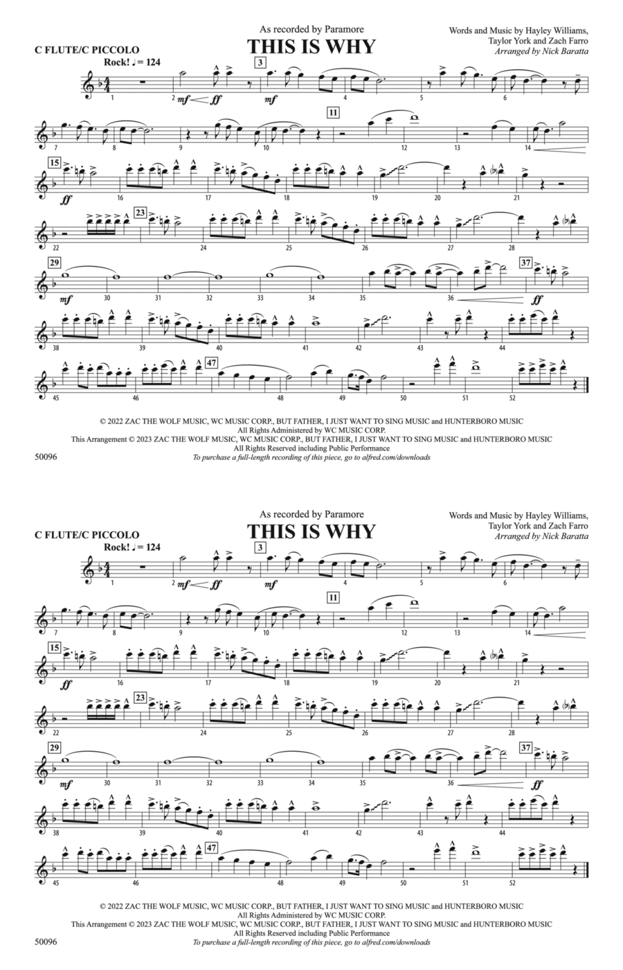 This Is Why: Flute This Is Why: Flute Marching Band scores gallery preview page 1