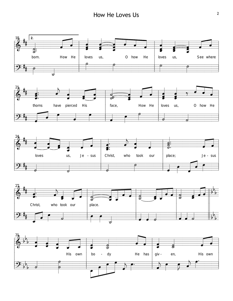 How He Loves Us Piano, Vocal scores gallery preview page 2