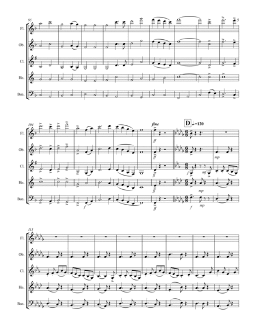 Holst - Second Suite for Military Band in F (for Woodwind Quintet) Woodwind Quintet scores gallery preview page 6