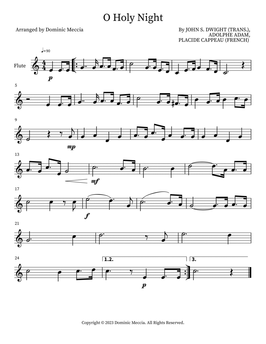 O Holy Night Flute Solo scores gallery preview page 1