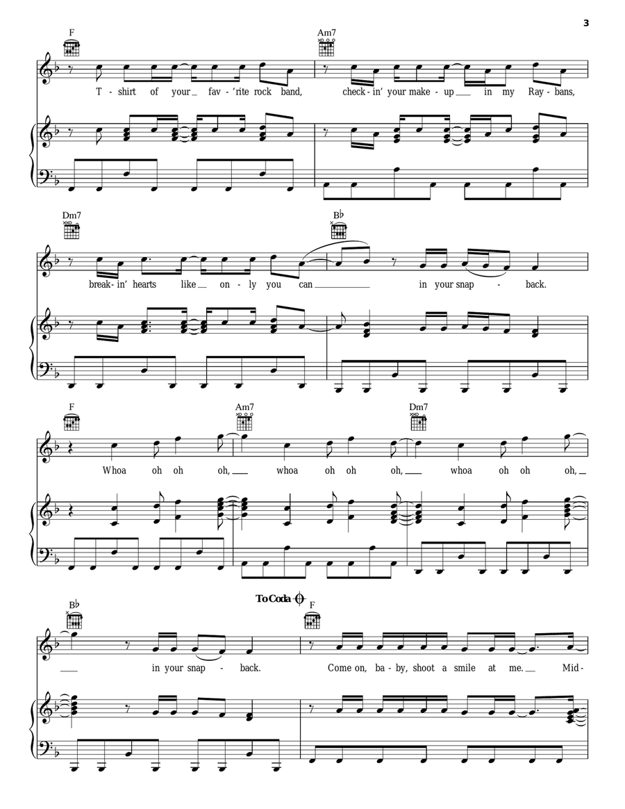 Snapback Piano, Vocal, Guitar scores gallery preview page 3