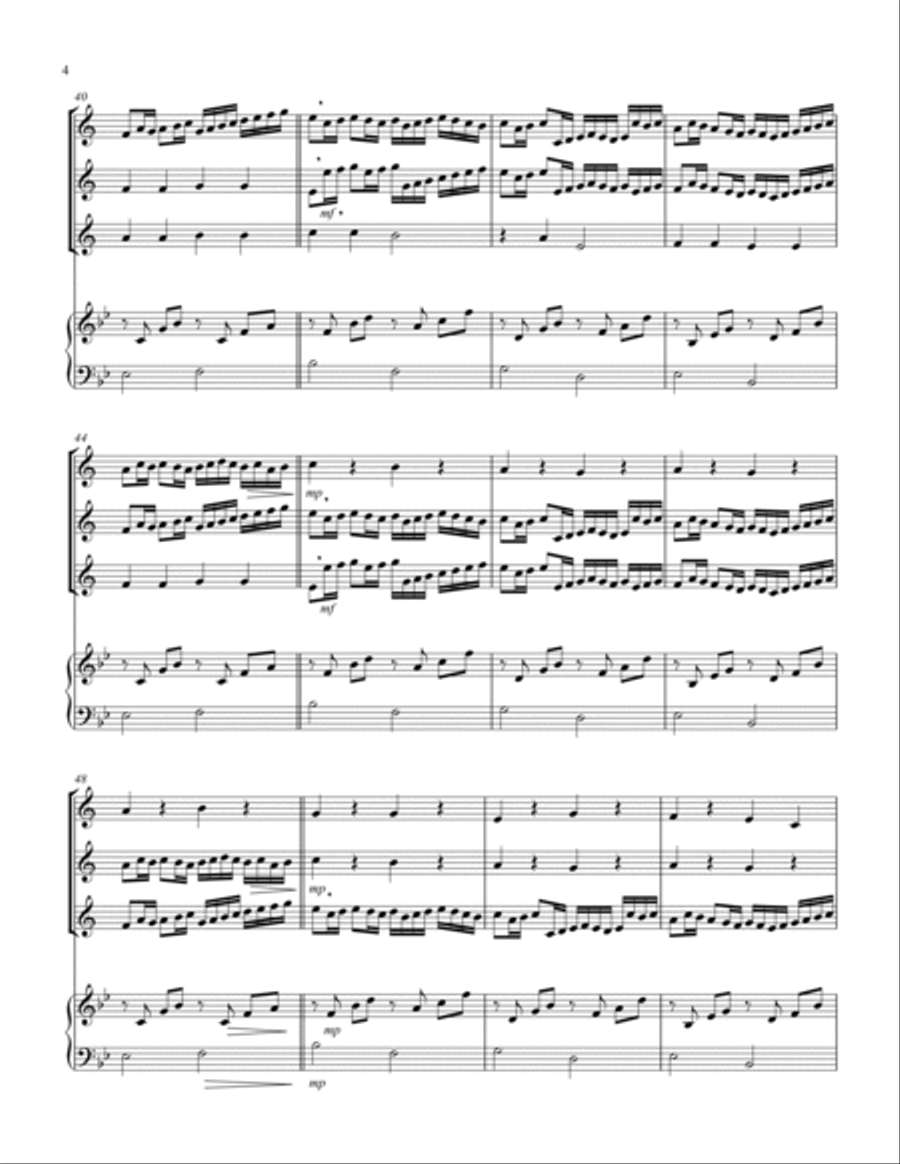 Canon (Pachelbel) (Bb) (Trumpet Trio, Keyboard) Trumpet Trio scores gallery preview page 4
