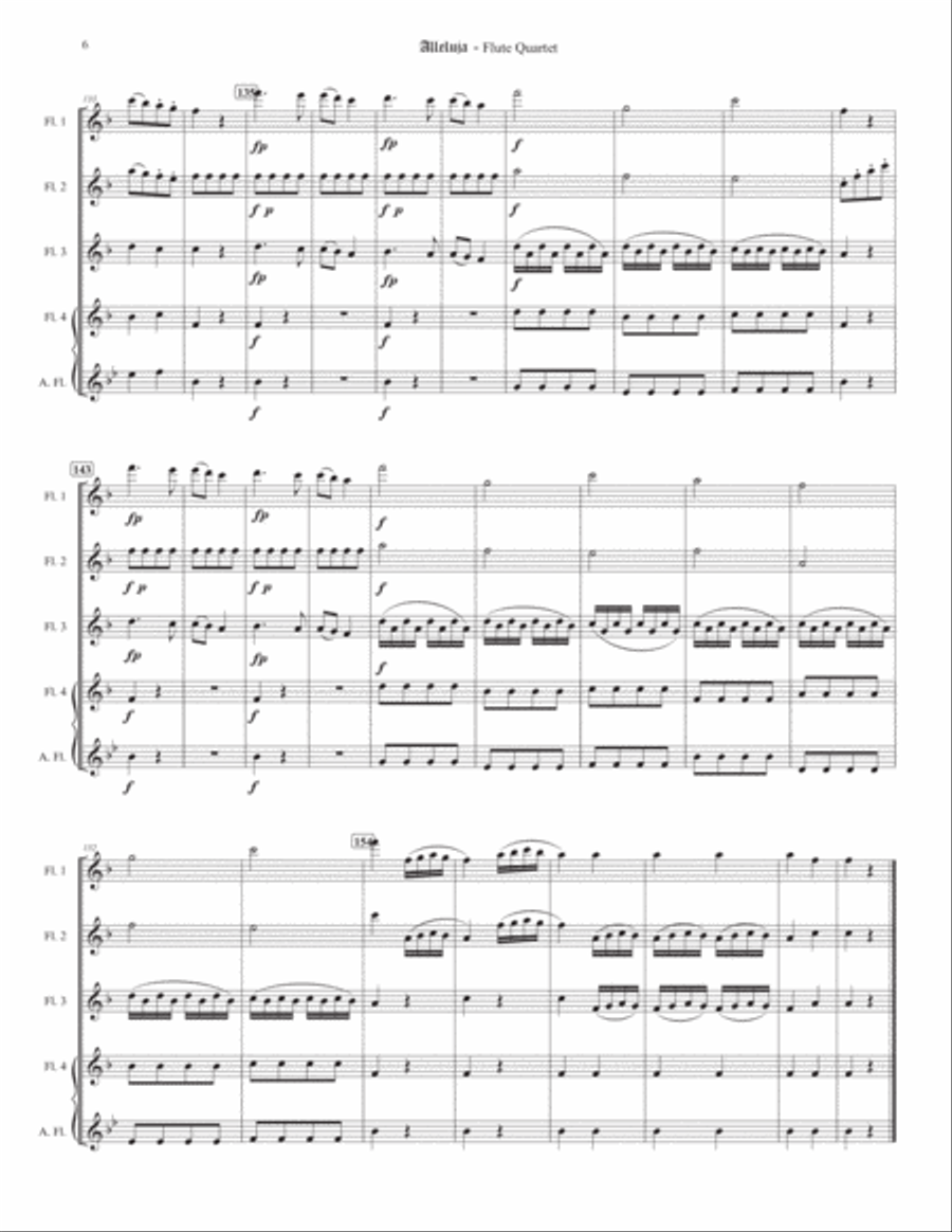 ALLELUJA from Exsultate Jubilate Flute Quartet scores gallery preview page 6