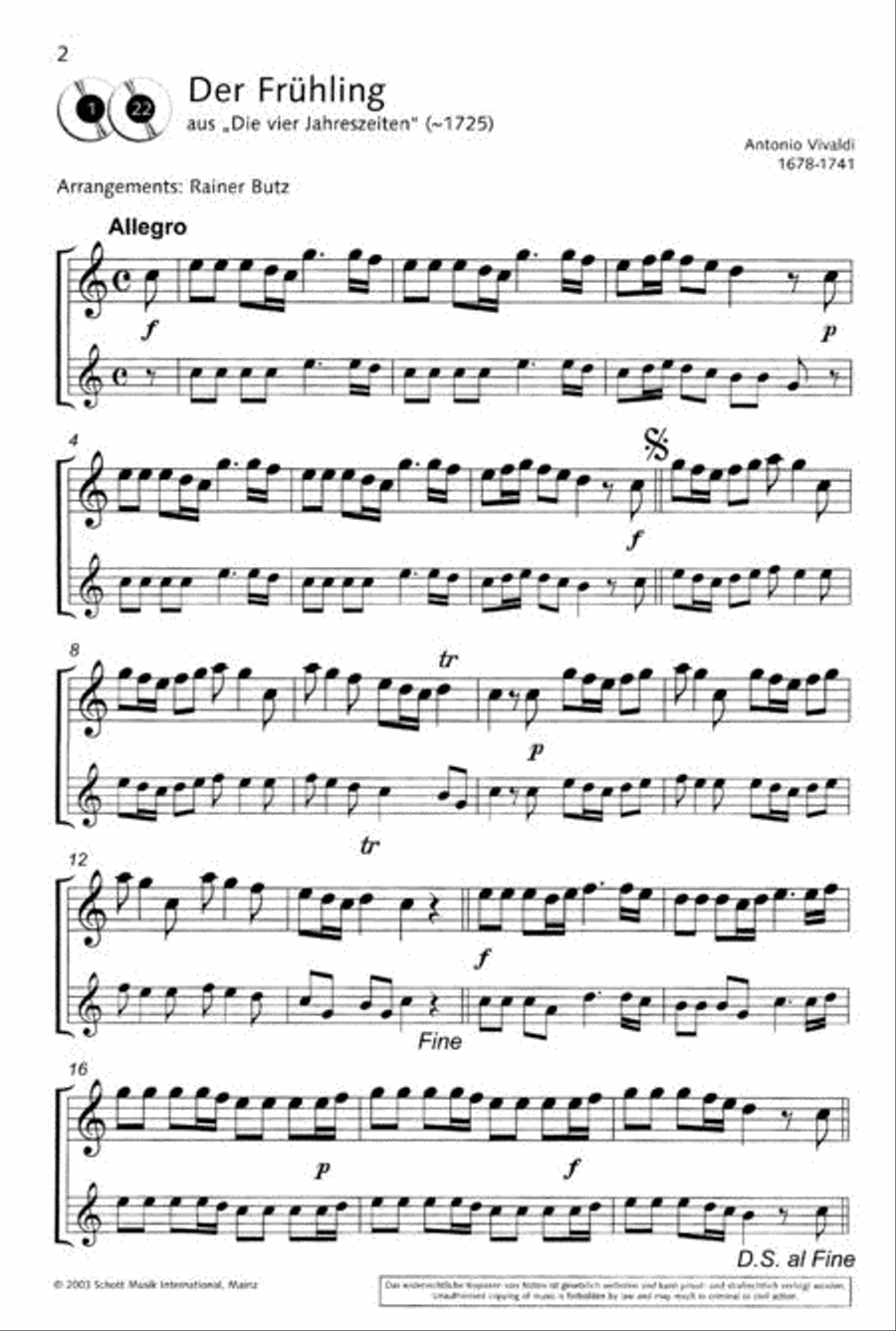 Classical Hits for 1-2 Treble Recorders Woodwind Duet scores gallery preview page 2
