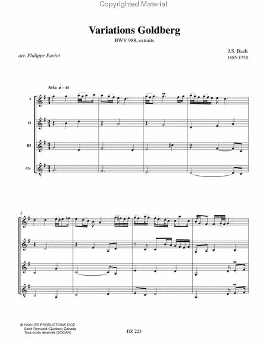 Variations Goldberg, BWV 988 (extraits) Guitar Ensemble scores gallery preview page 2