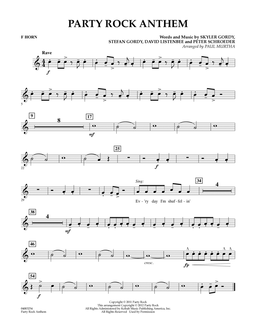 Party Rock Anthem - F Horn