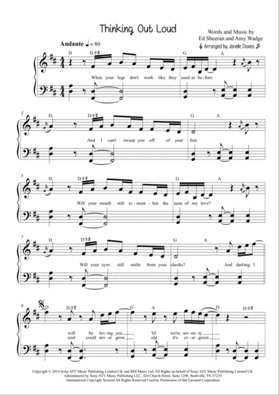 Thinking Out Loud Thinking Out Loud Voice scores gallery preview page 1