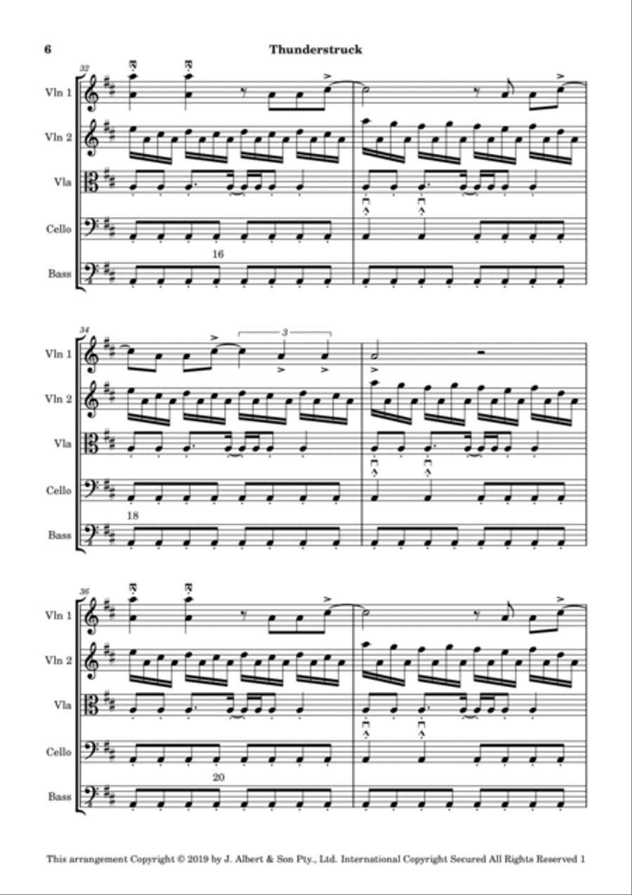 Thunderstruck String Quartet scores gallery preview page 6