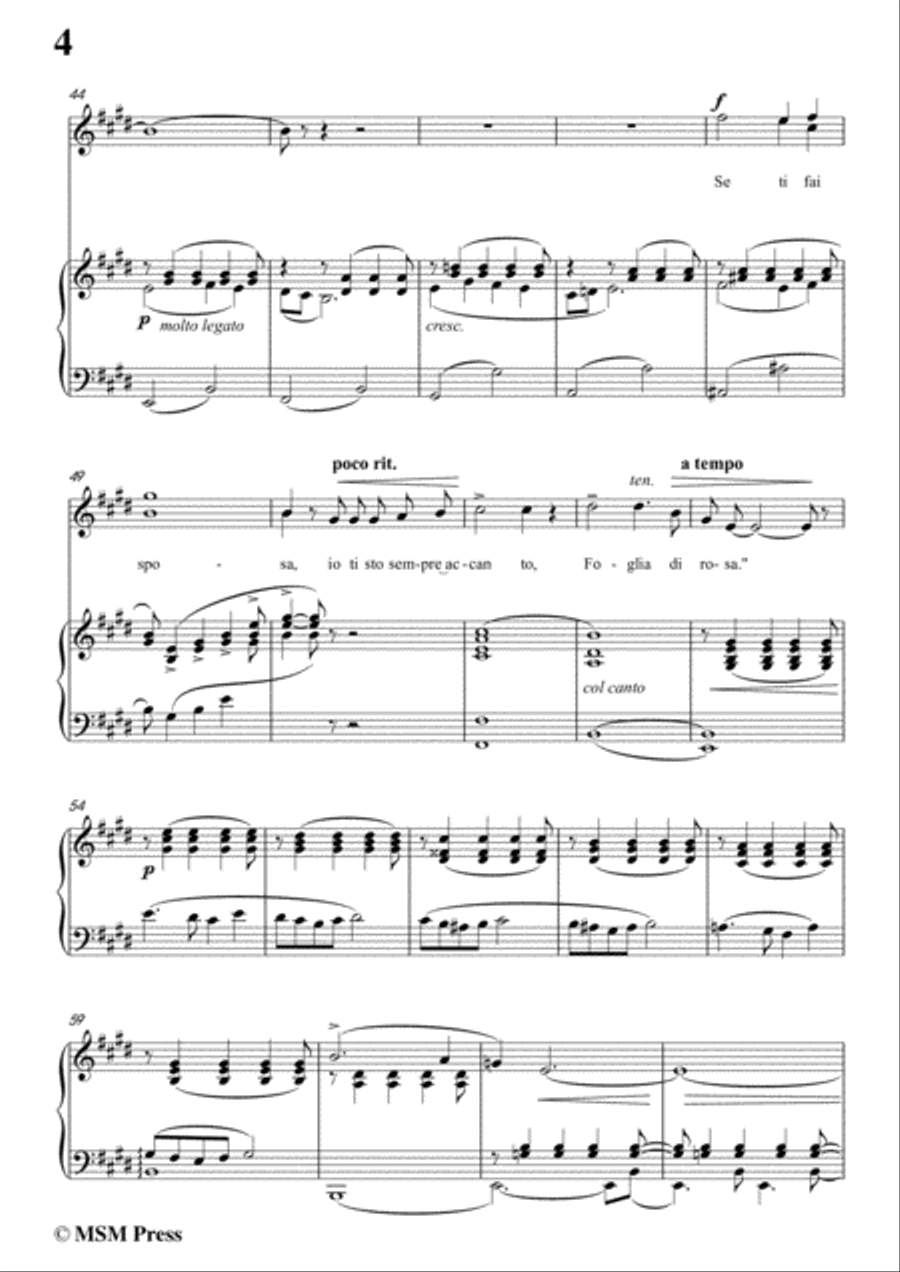 Tosti-L'ultima canzone in e minor,for Voice and Piano Voice Solo scores gallery preview page 6