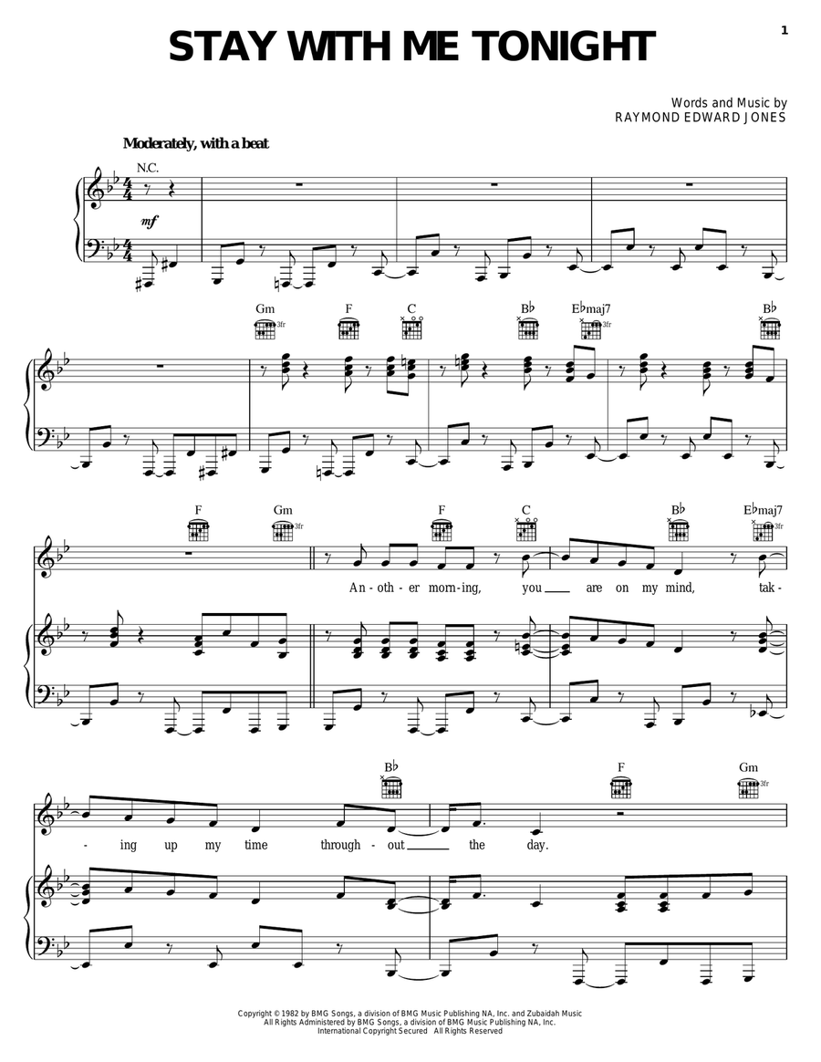 Stay With Me Tonight Stay With Me Tonight Piano, Vocal, Guitar scores gallery preview page 1