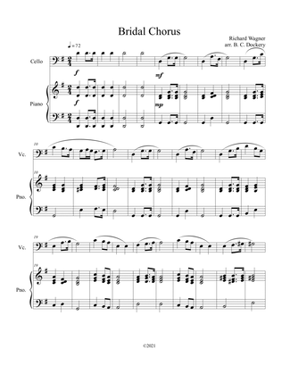 Bridal Chorus (Here Comes the Bride) for Solo Cello and Piano