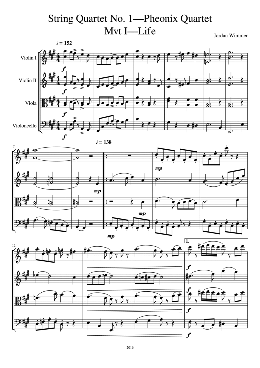 Phoenix Quartet String Quartet scores gallery preview page 1