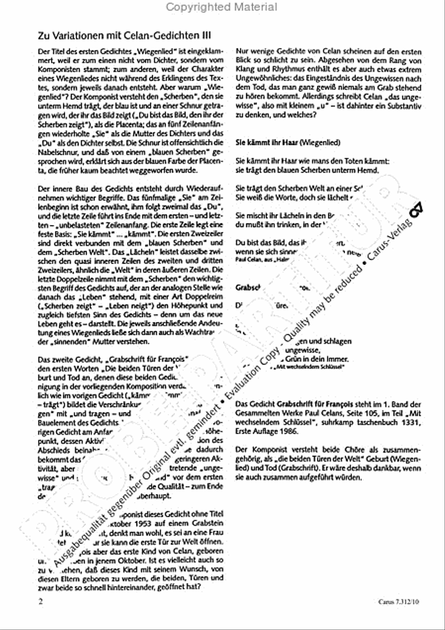 Variationen mit Celan-Gedichten III 4-Part scores gallery preview page 3