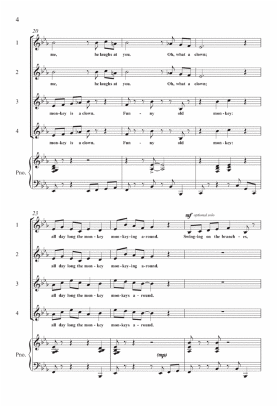 A Trip to the Zoo: 4. Monkey Business 4-Part scores gallery preview page 3
