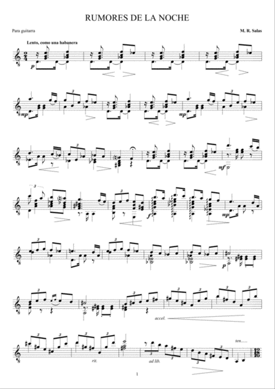 Rumores de la noche Rumores de la noche Guitar Solo scores gallery preview page 2