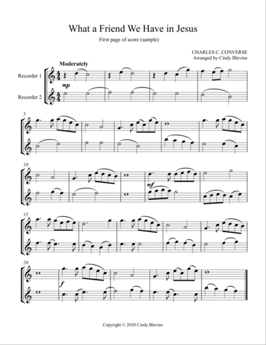 12 Favorite Hymns, Recorder Duets Woodwind Duet scores gallery preview page 6