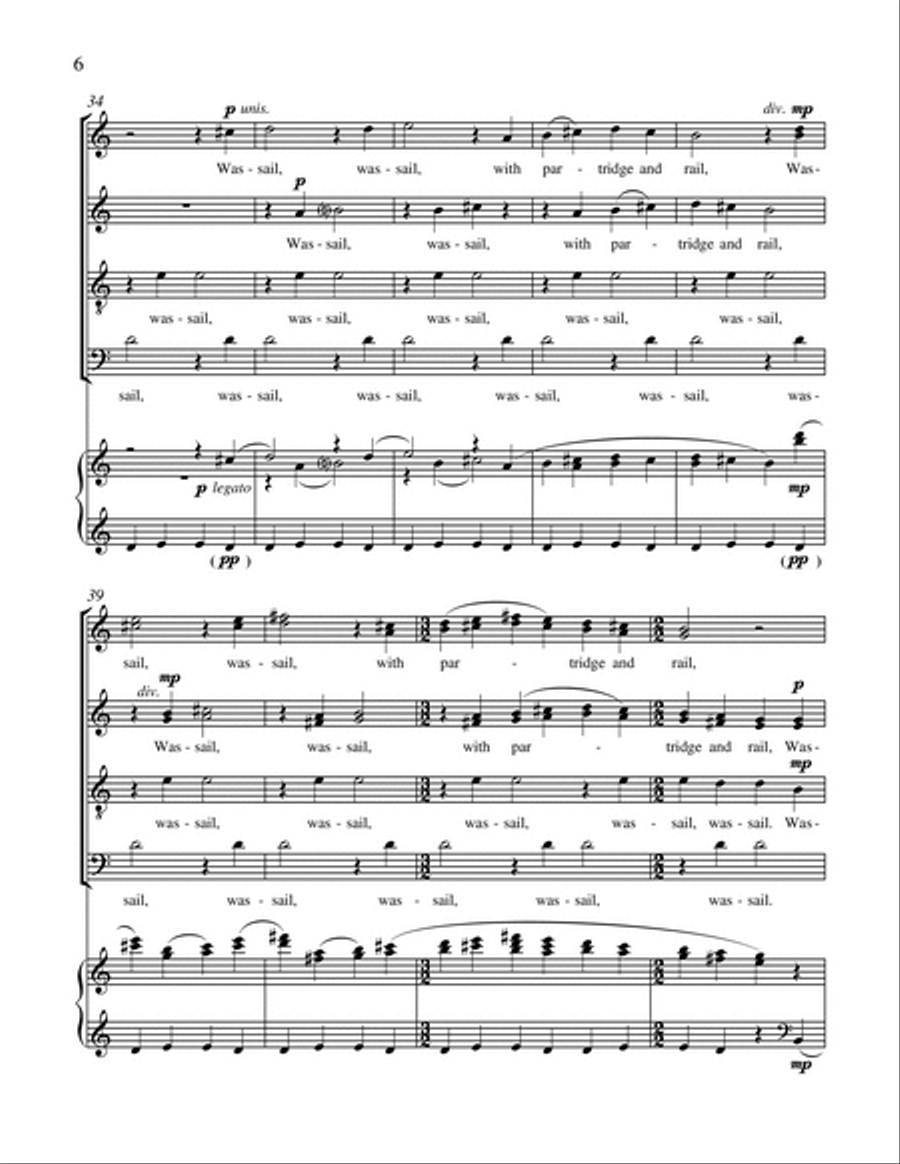 Carols of the Nativity: 6. Wassail SSAATB scores gallery preview page 5