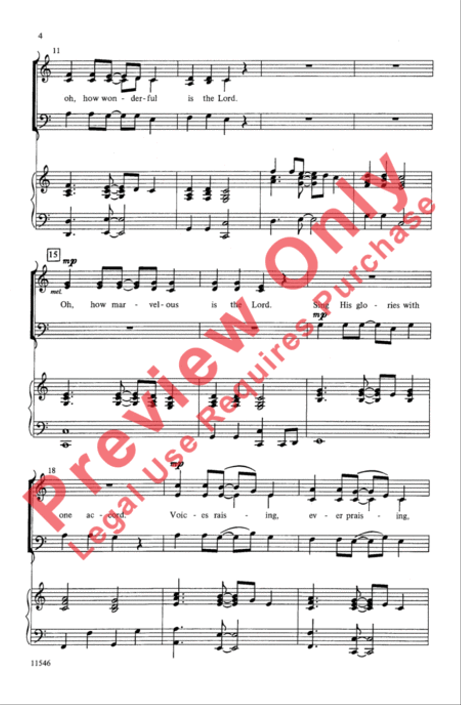 Oh, How Wonderful Is the Lord 3-Part scores gallery preview page 4