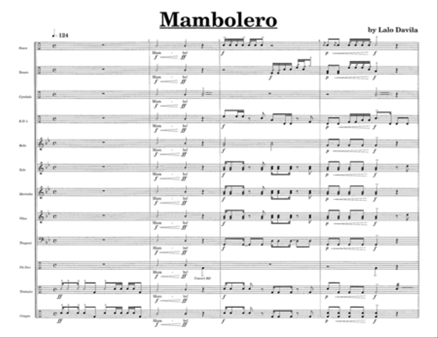 Mambolero w/Tutor Tracks Percussion Ensemble scores gallery preview page 3