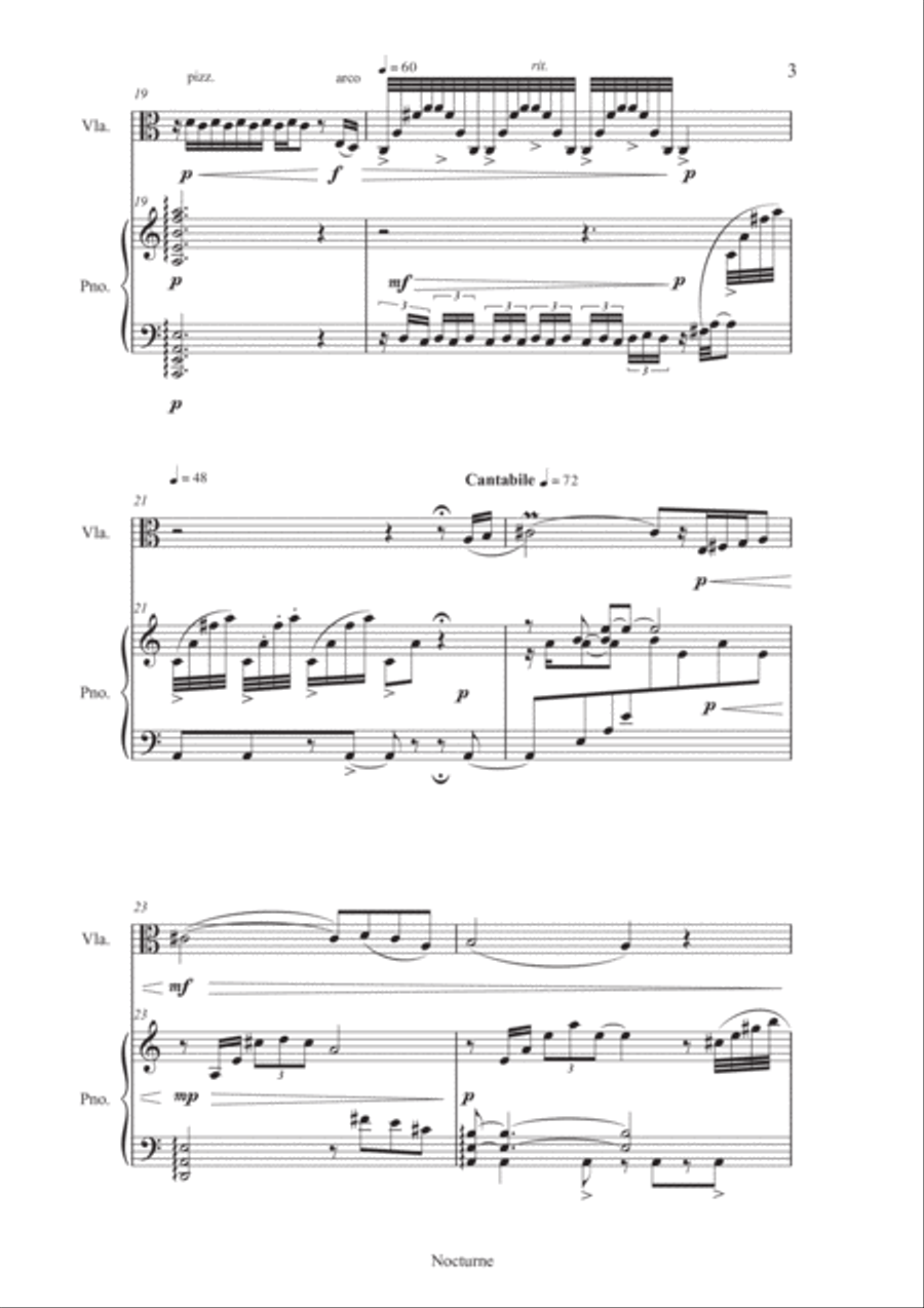 Nocturne for Viola and Piano Piano scores gallery preview page 3