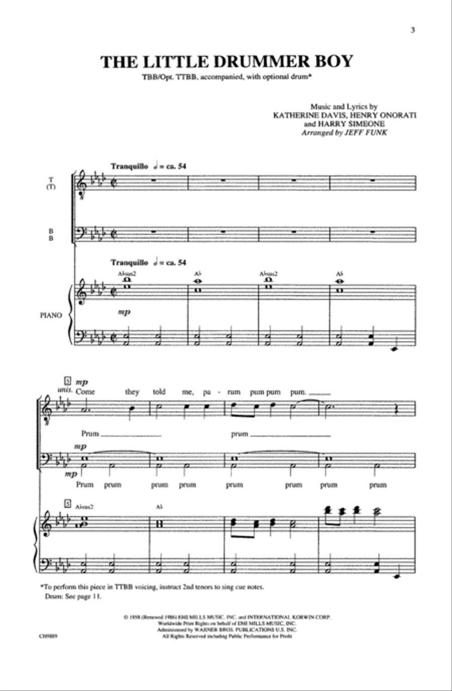 The Little Drummer Boy Men's Choir scores gallery preview page 2