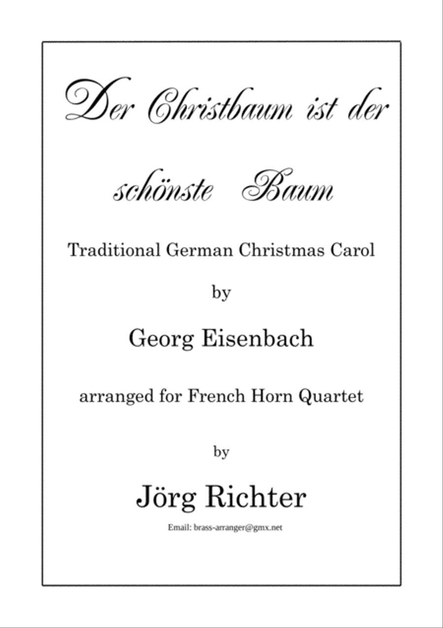 The Christmas tree is the most beautiful tree for French Horn Quartet Brass Quartet scores gallery preview page 1